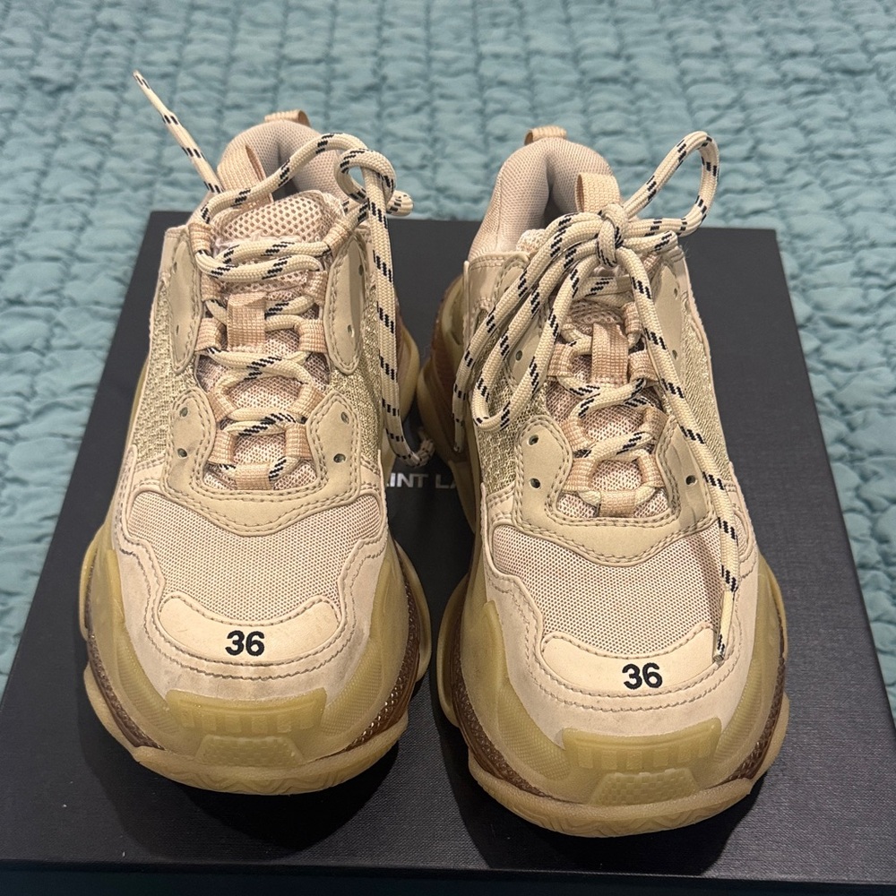 Balenciaga Cream and Tan Sneakers